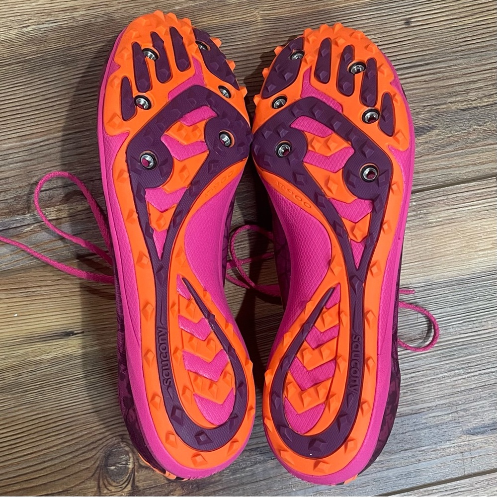 Saucony Women's Shay XC4 Flat Racing Shoe Size 9.5 Raspberry Pink Orange NWOT - Picture 4 of 12